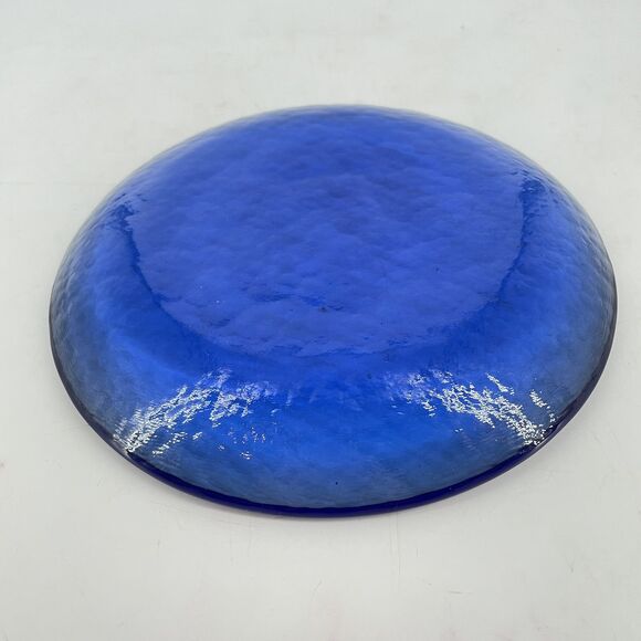 Fire & Light Cobalt Blue Recycled Textured Glass Candle Stand Paperweight 8” - Picture 5 of 5